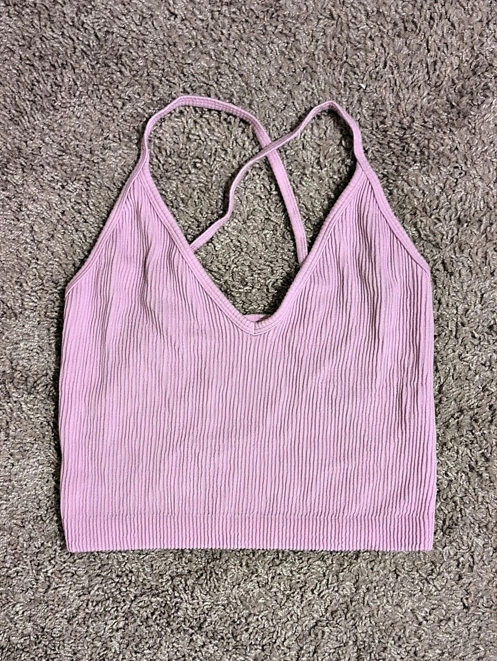 Arizona Jean Co. Ribbed Criss-Cross Back Crop Tank. Pink Large